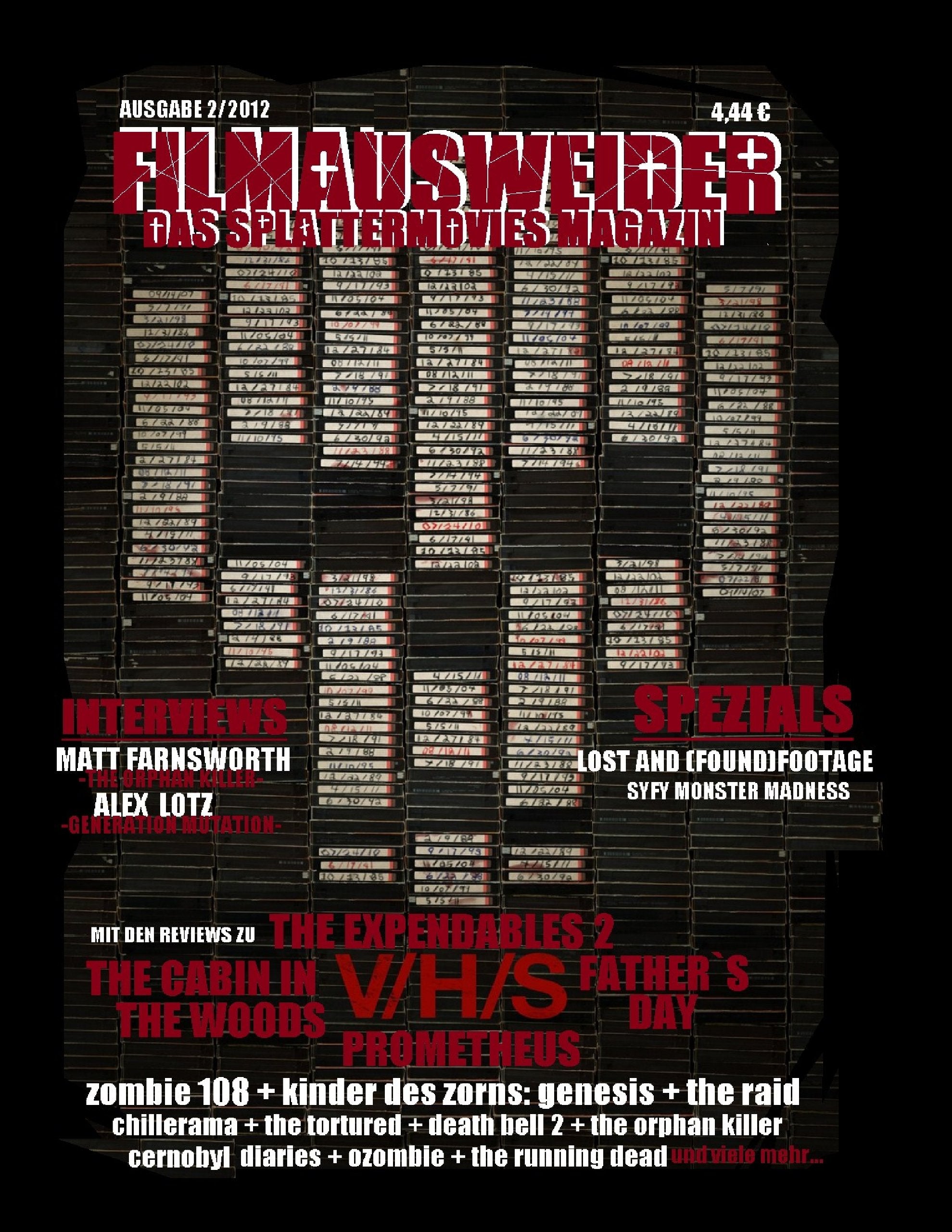 Filmausweider - Das Splattermovies Magazin - Ausgabe 2 - The Cabin in the Woods, Prometheus, Expendables 2, Fathers Day, V/H/S, Chernobyl Diaries, ... neues Magazin rund um den blutigen Film Film, Art & Culture