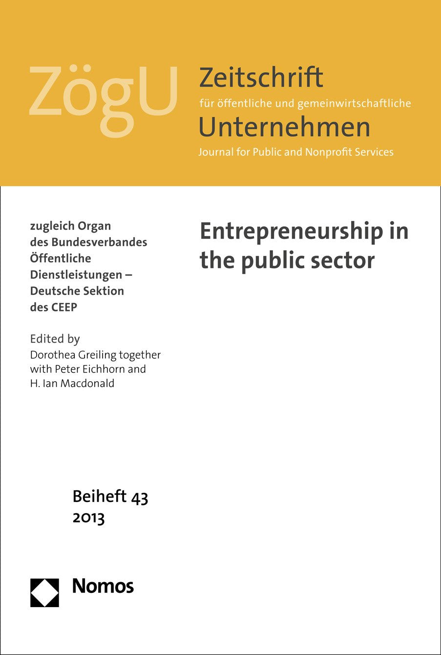 Entrepreneurship in the public sector: ZögU Beiheft 43 | 2013 Law