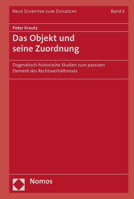 Das Objekt und seine Zuordnung: Dogmatisch-historische Studien zum passiven Element des Rechtsverhältnisses (Neue Schriften zum Zivilrecht, Band 6) Law