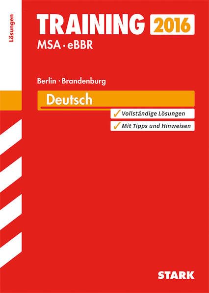 STARK Training Mittlerer Schulabschluss Berlin/Brandenburg - Deutsch Lösungen Study Guides