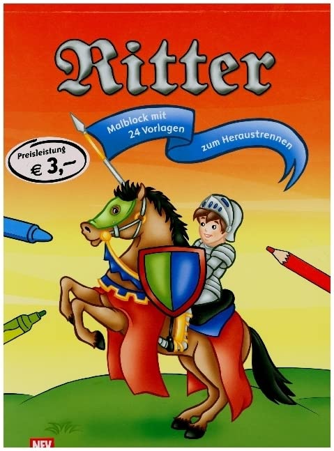 Ritter: Malblock mit 24 schwarz/weiß Vorlagen zum Heraustrennen Non-fiction