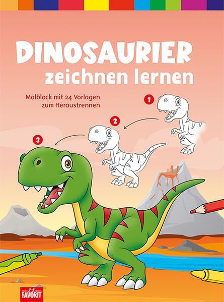 Dinosaurier zeichnen lernen: Malblock mit 24 Vorlagen zum Heraustrennen Non-fiction