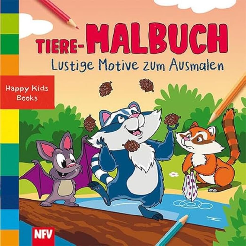 Tiere-Malbuch Lustige Motive zum Ausmalen: Happy Kids Books Children's books
