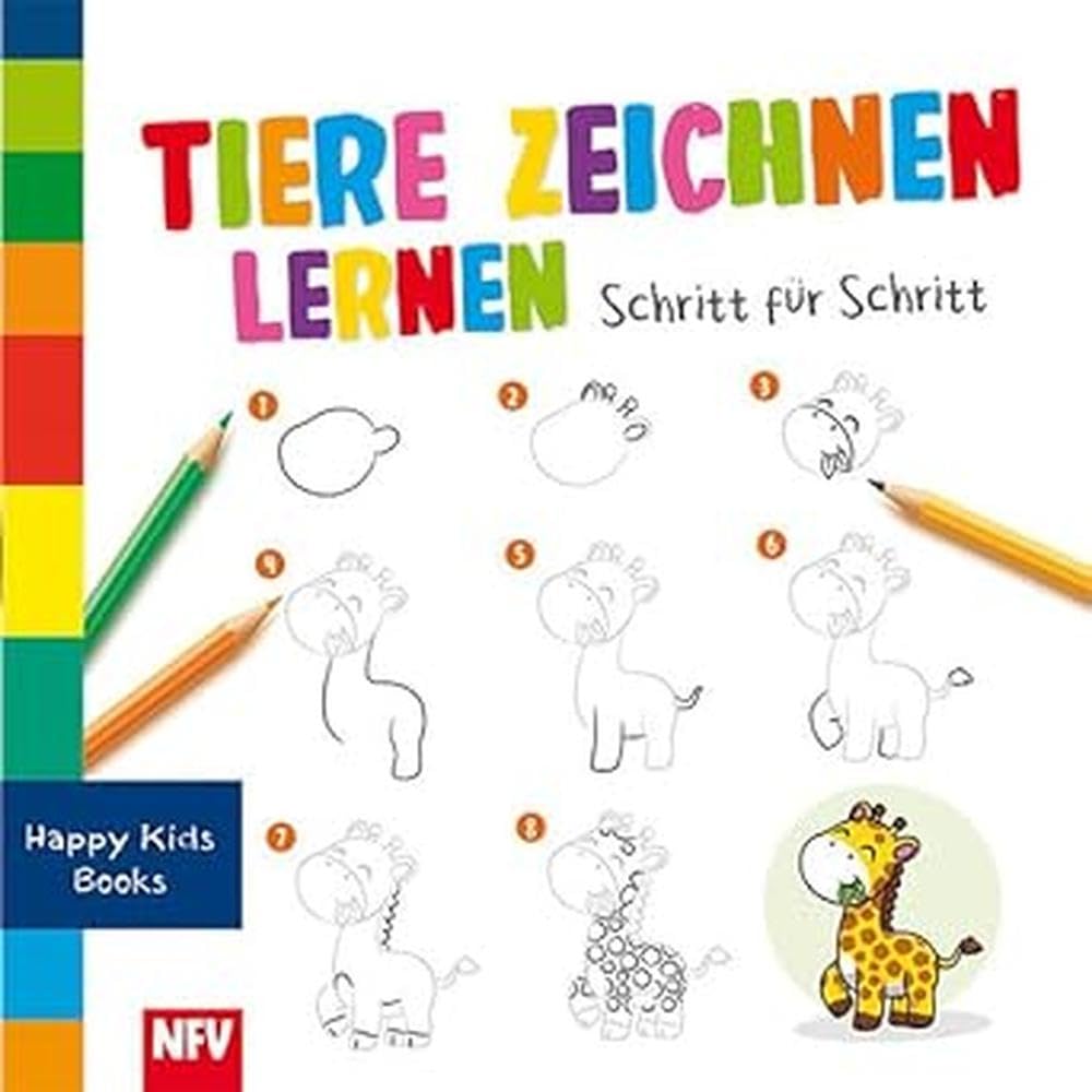 Tiere zeichnen lernen Schritt-für-Schritt: Happy Kids Books Children's books