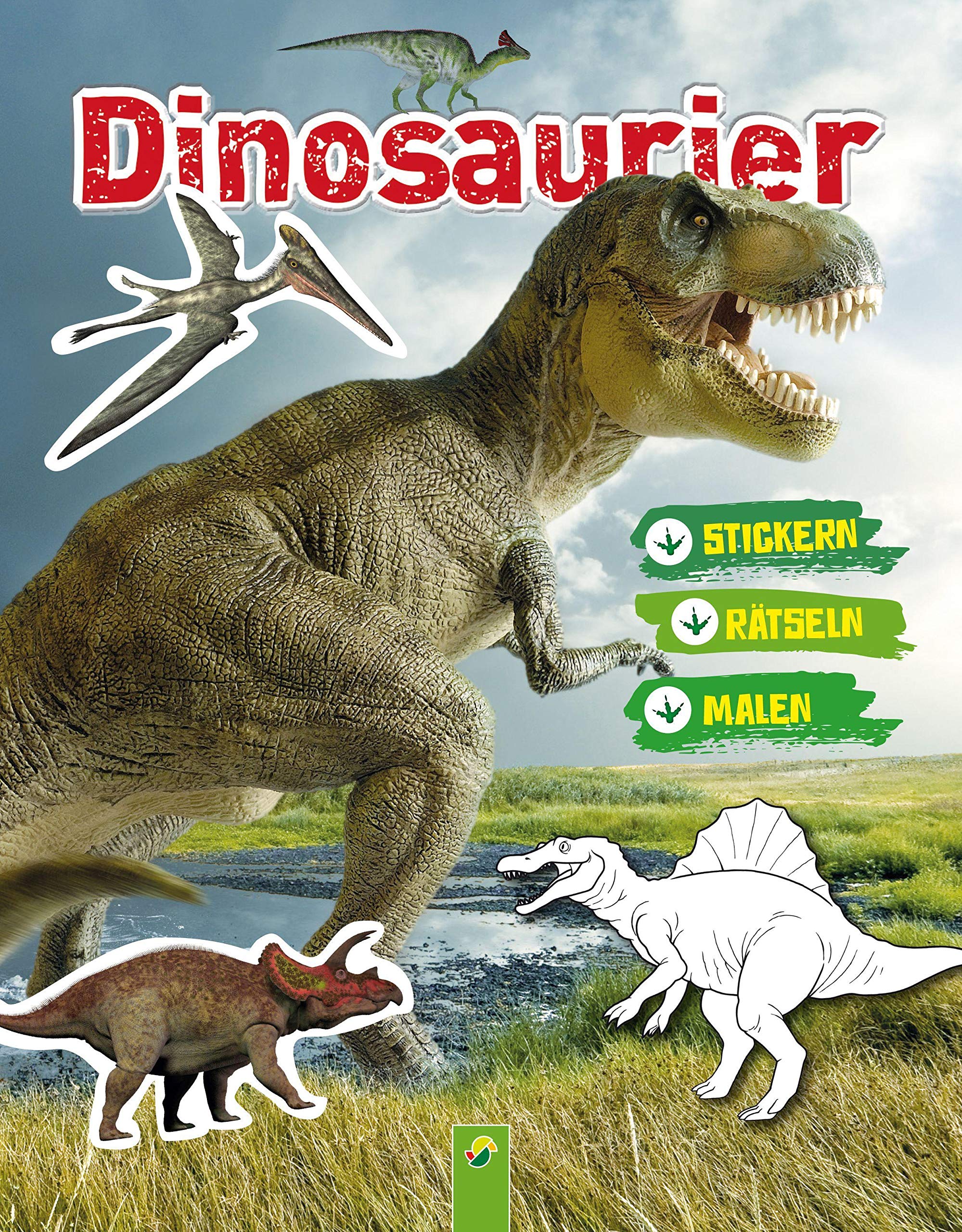Dinosaurier Stickern Rätseln Malen: Mit vielen bunten Stickern Leisure & Fun