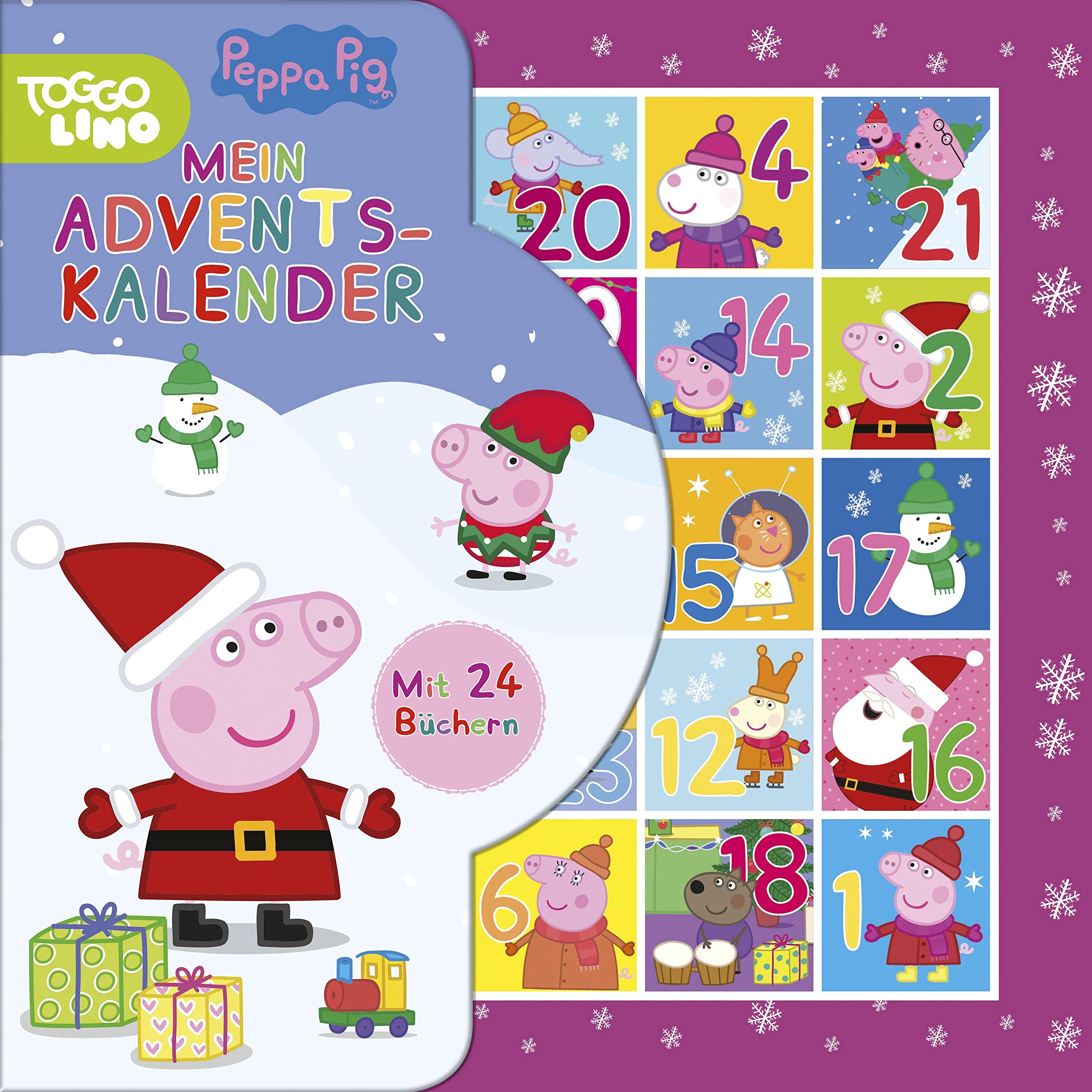 Peppa Pig Adventskalender: 24 Büchlein aus stabiler Pappe mit Aufhängern in wiederverschließbarer Box. Für Kinder ab 3 Jahren. Calendars