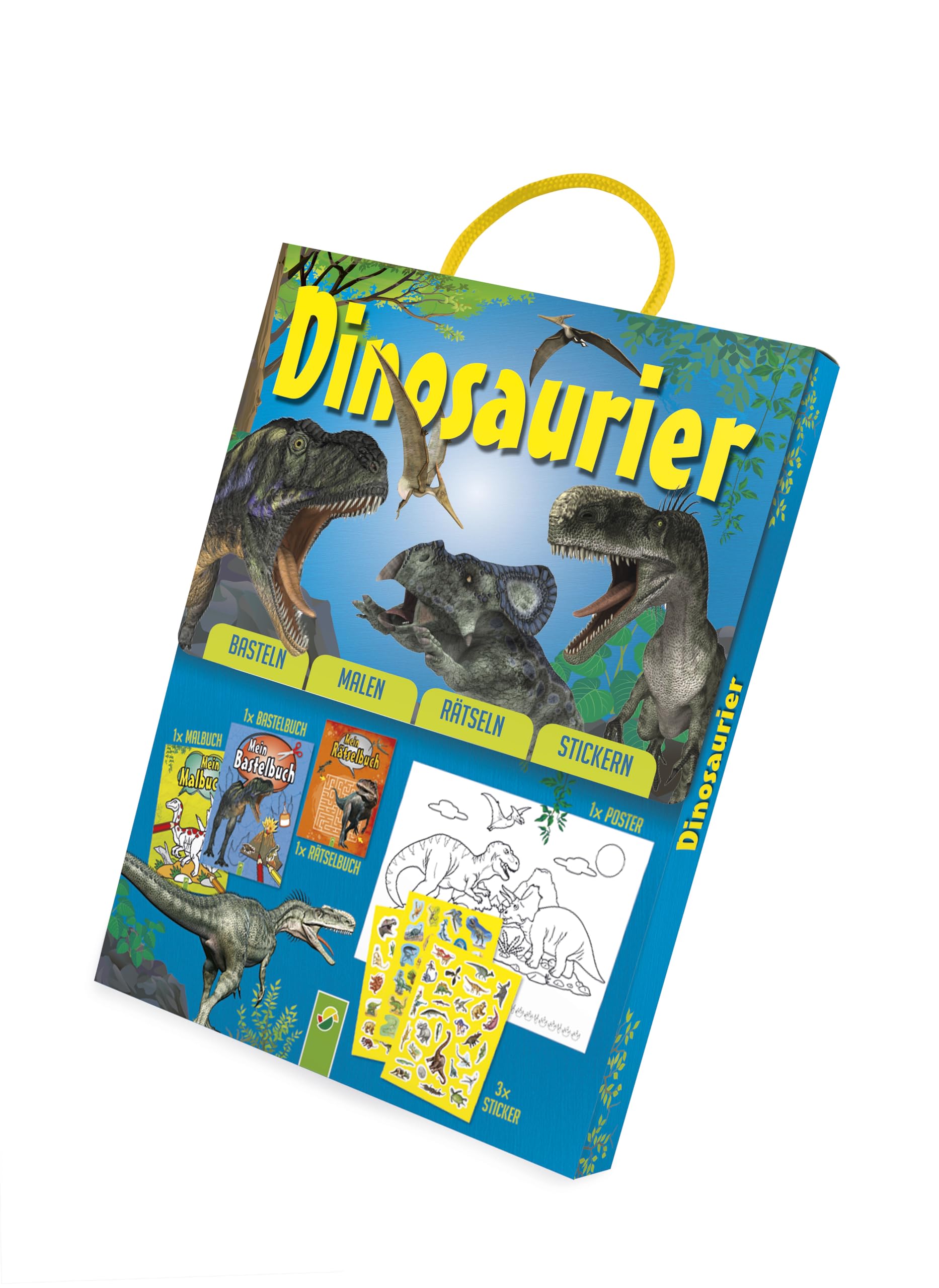 Dinosaurier Spaß-Set: Set mit Malbuch, Bastelbuch, Rätselbuch und Stickern Tiptoi & Games