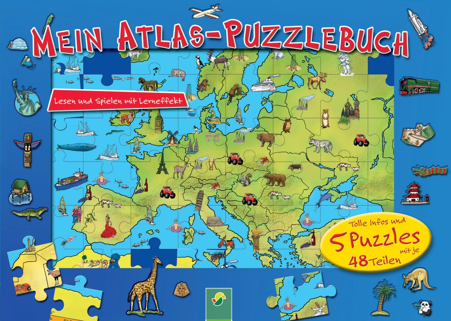Mein Atlas-Puzzlebuch für Kinder ab 6 Jahren: Tolle Infos und 5 Puzzles mit je 48 Teilen. Lernen und spielen mit Lern-Effekt Non-fiction