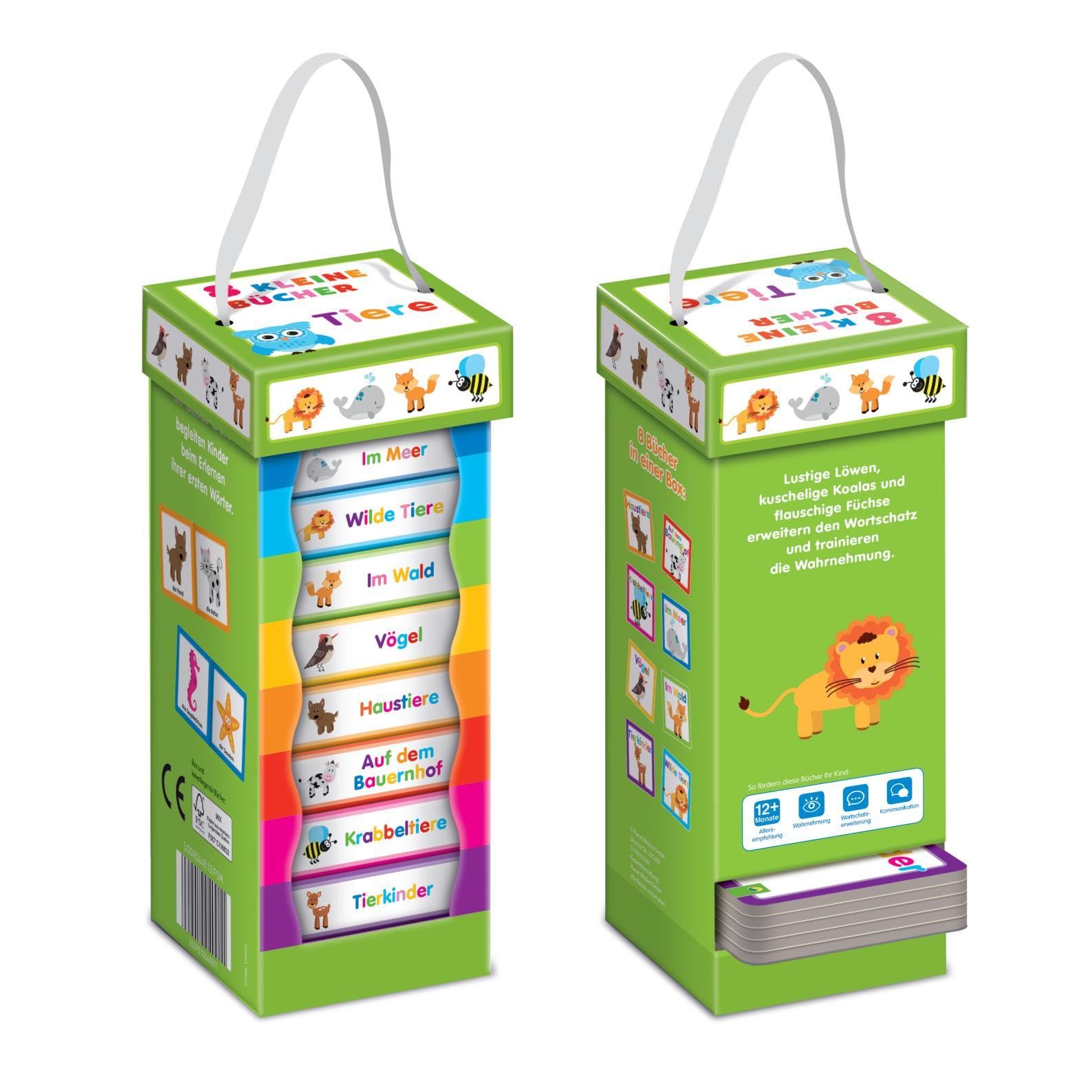 Bücherturm Tiere: 8 stabile Pappe-Bücher in einer tragbaren Box. Für Kinder ab 12 Monaten Non-fiction