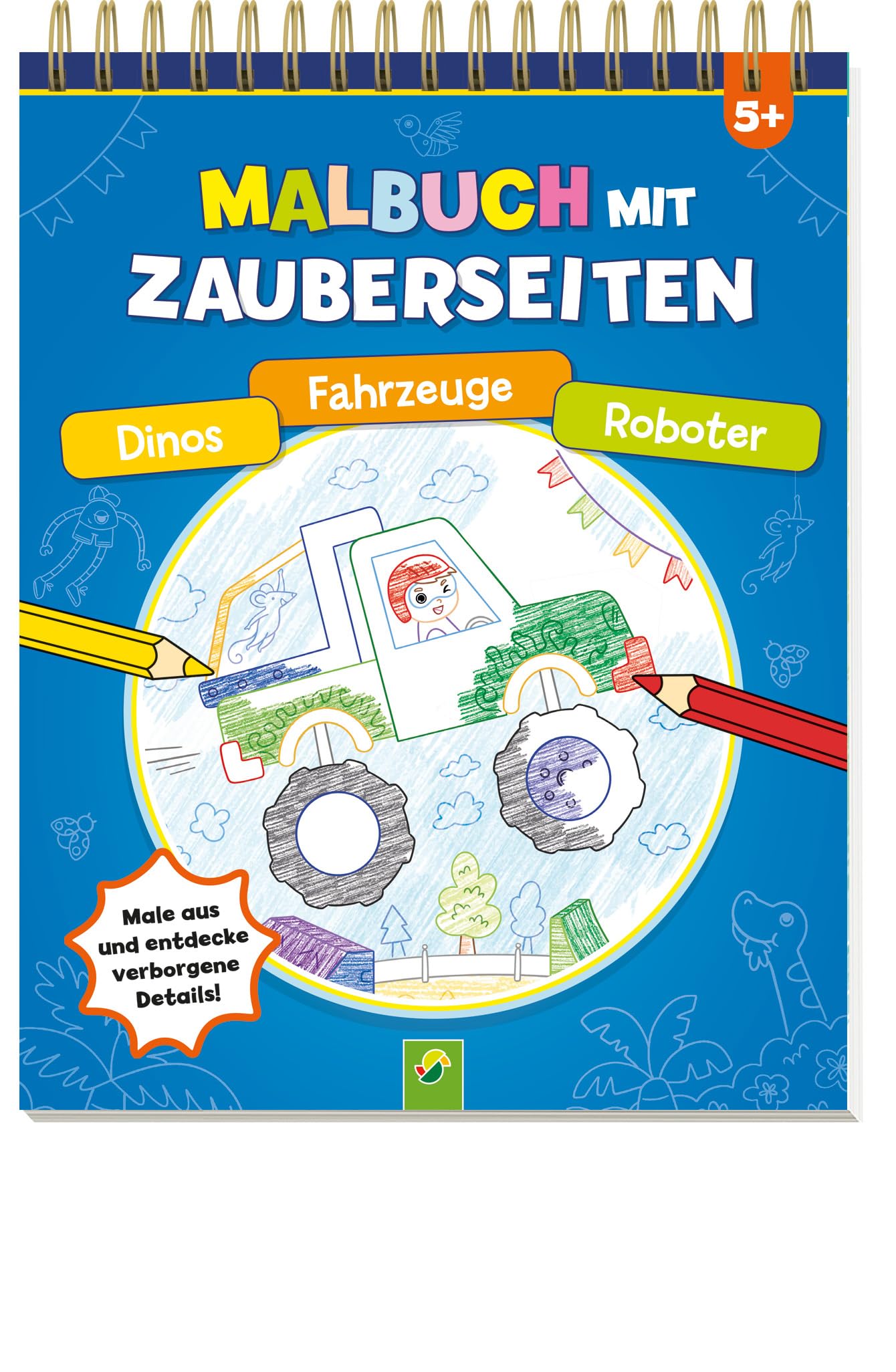 Malbuch mit Zauberseiten Dinos, Fahrzeuge, Roboter Social Sciences