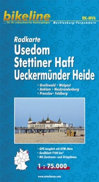 bikeline Radkarte: Usedom, Stettiner Haff, Ueckermarker Heide. GPS-tauglich mit UTM-Netz. Mit Zentrums- und Ortsplänen Leisure, Home & Garden