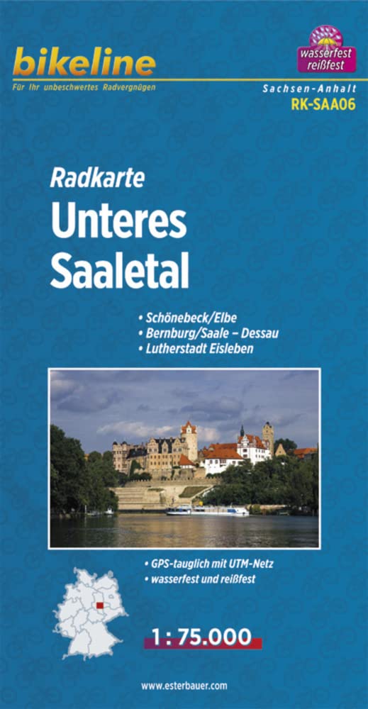 Bikeline Radkarte Unteres Saaletal, Schönebeck/Elbe, Bernburg/Saale - Dessau, Lutherstadt Eisleben, RK-SAA06. 1 : 75 000, wasserfest/reißfest, GPS-tauglich mit UTM-Netz Leisure, Home & Garden
