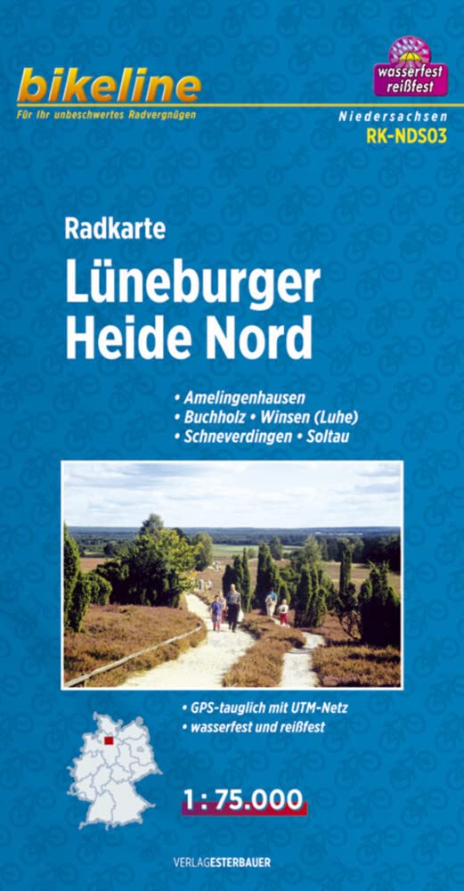 Radkarte Lüneburger Heide Nord: 1:75.000: Amelingenhausen, Buchholz, Winsen ( Luhe ), Schneverdingen, Soltau, GPS-tauglich mit UTM-Netz, wasserfest und reißfest Leisure, Home & Garden