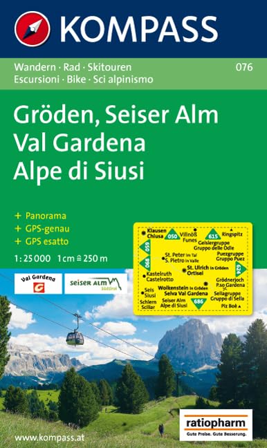 Gröden, Seiser Alm, Val Gardena, Alpe di Siusi 1 : 25 000: Wandern, Rad, Skitouren. Mit Panorama, GPS-genau Leisure, Home & Garden