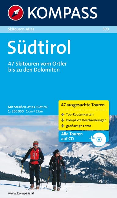 Südtirol: Skitouren-Atlas mit Straßenatlas Südtirol 1:200000 (KOMPASS Großes Wanderbuch, Band 590) Leisure, Home & Garden