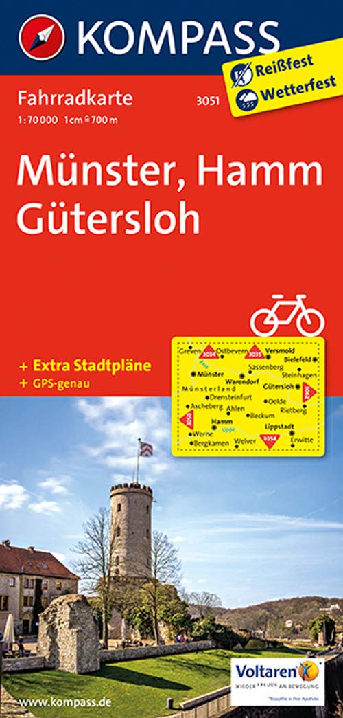 KOMPASS Fahrradkarte 3051 Münster, Hamm, Gütersloh, 1:70000 Leisure, Home & Garden