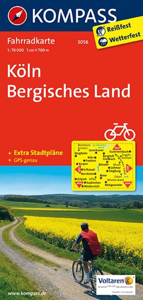 KOMPASS Fahrradkarte 3056 Köln - Bergisches Land 1:70.000: reiß- und wetterfest Leisure, Home & Garden