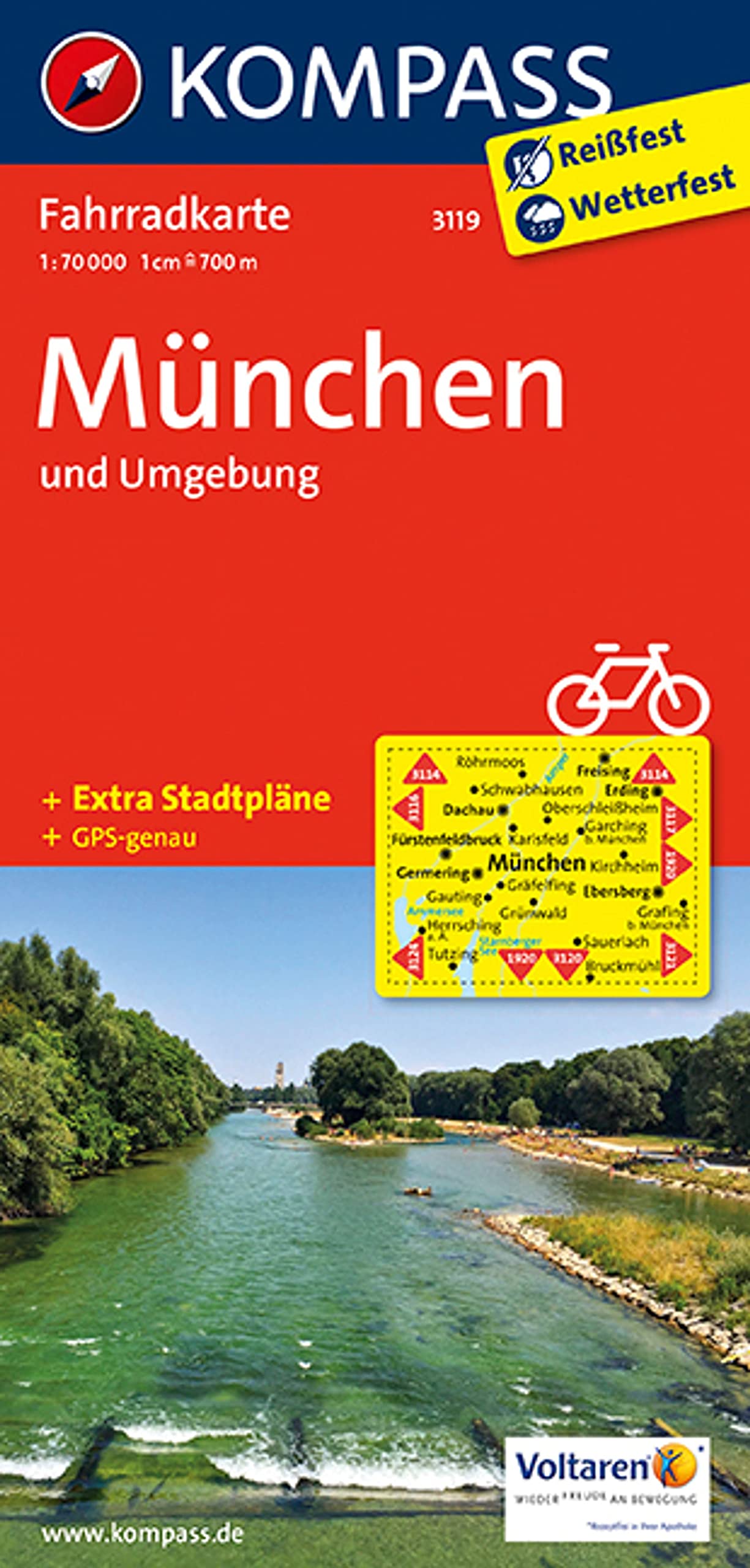 KOMPASS Fahrradkarte 3119 München und Umgebung 1:70.000: reiß- und wetterfest Leisure, Home & Garden