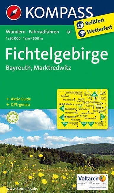 KOMPASS Wanderkarte Fichtelgebirge - Bayreuth - Marktredwitz: Wanderkarte mit Aktiv Guide und Radrouten. GPS-genau. 1:50000 (KOMPASS-Wanderkarten, Band 191) Leisure, Home & Garden