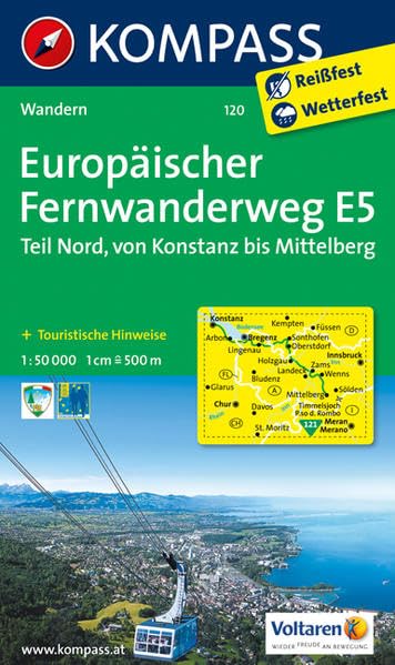 Europäischer Fernwanderweg E5 - Teil Nord Konstanz /Mittelberg (Pitztal): Wanderkarte mit touristischen Hinweisen und Höhenprofilen. 1:50000 (KOMPASS Wanderkarte, Band 120) Leisure, Home & Garden
