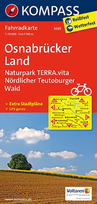 KOMPASS Fahrradkarte Osnabrücker Land, Naturpark TERRA.vita, Nördlicher Teutoburger Wald: Fahrradkarte. GPS-genau. 1:70000 (KOMPASS-Fahrradkarten Deutschland, Band 3035) Leisure, Home & Garden