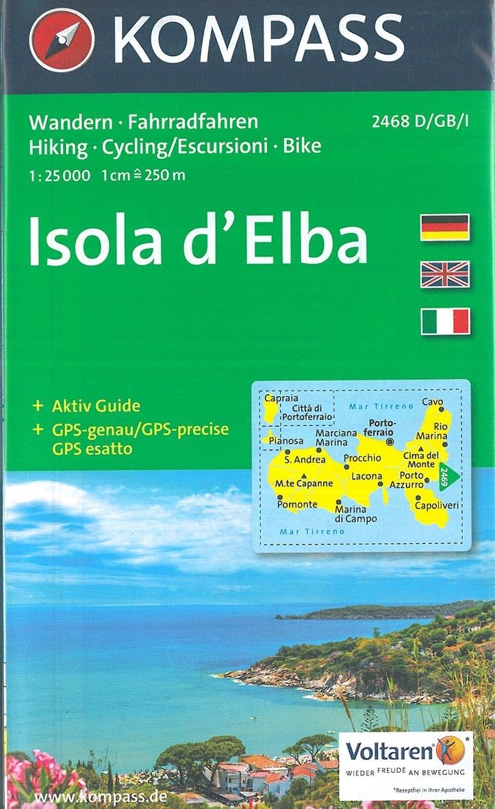 KOMPASS Wanderkarte Isola d' Elba: Wander-, Rad- und Seekarte mit Aktiv Guide. GPS-genau. 1:25000. (KOMPASS-Wanderkarten, Band 2468) Leisure, Home & Garden