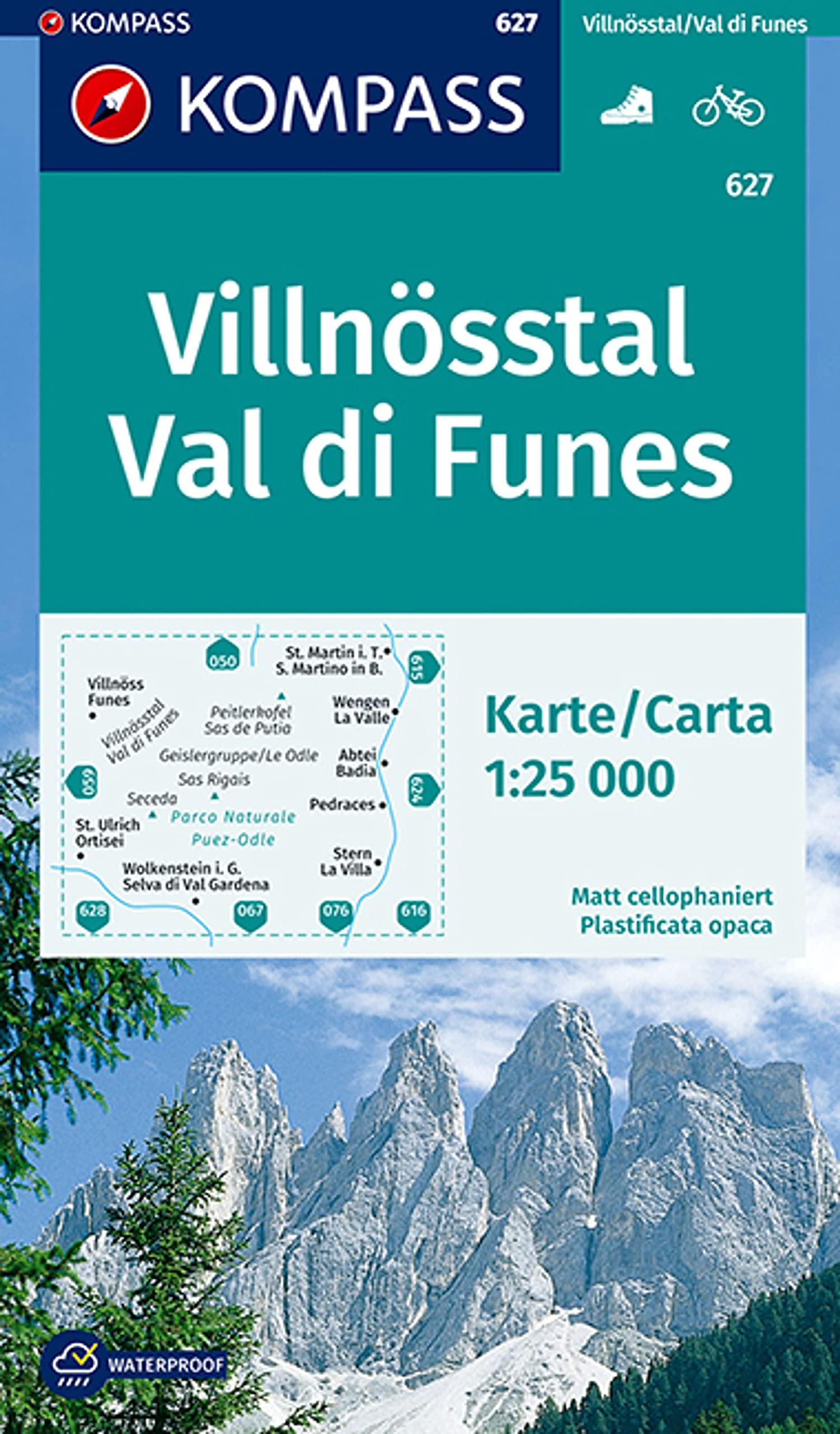 KOMPASS Wanderkarte 627 Villnösstal, Val di Funes 1:25.000: mit Radrouten Leisure, Home & Garden