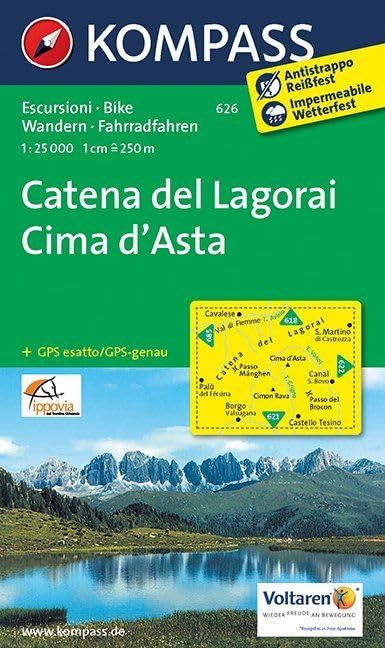 KOMPASS Wanderkarte Catena del Lagorai - Cima d'Asta: Wanderkarte mit Radrouten. GPS-genau. 1:25000 Leisure, Home & Garden