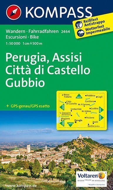 KOMPASS Wanderkarte Perugia - Assisi - Città di Castello - Gubbio: Wanderkarte mit Radtouren. GPS-genau. 1:50000 Leisure, Home & Garden
