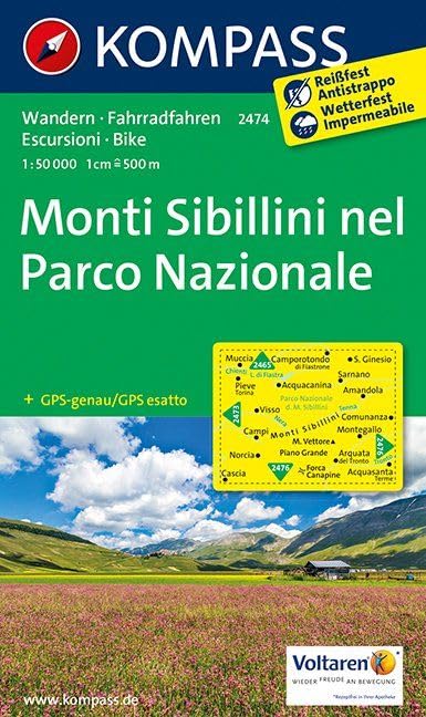 KOMPASS Wanderkarte Monti Sibillini nel Parco Nazionale 1:50 000 Leisure, Home & Garden