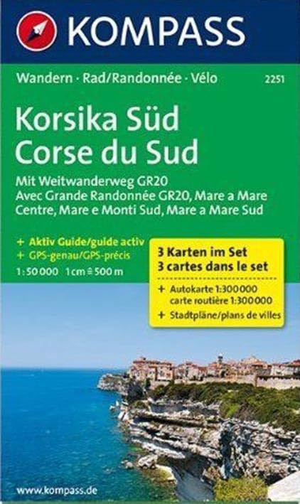 Korsika Süd - Corse du Sud - Weitwanderweg GR20: Wanderkarten-Set mit Aktiv Guide. GPS-genau. 1:50000 (KOMPASS Wanderkarte, Band 2251) Leisure, Home & Garden