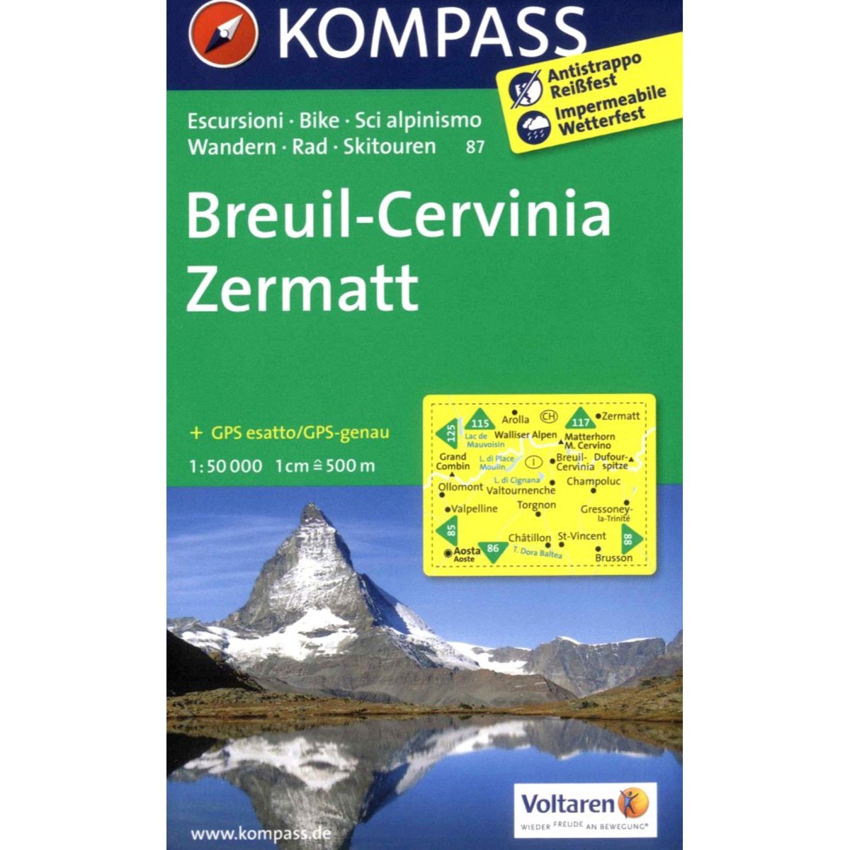 Breuil - Cervinia - Zermatt: Wanderkarte mit Radrouten und alpinen Skirouten. GPS-genau. 1:50000. (KOMPASS Wanderkarte, Band 87) Leisure, Home & Garden