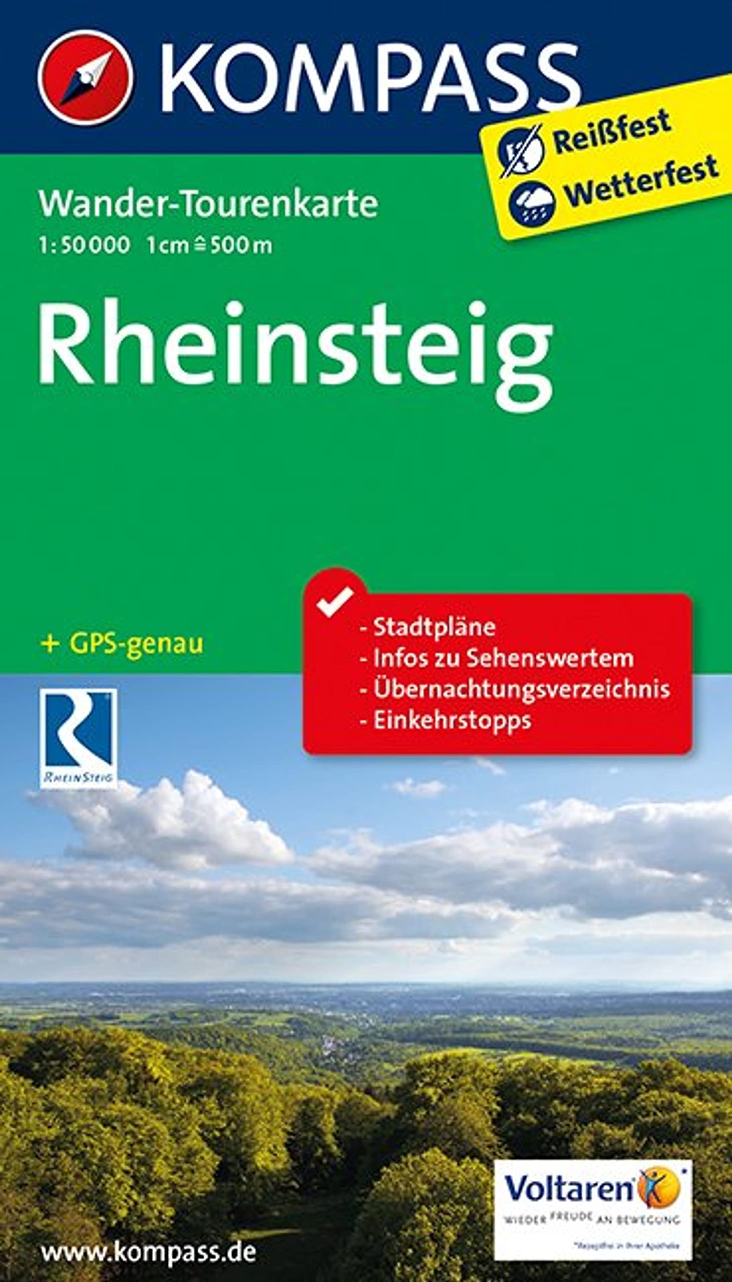 KOMPASS Wander-Tourenkarte Rheinsteig 1:50.000 Leisure, Home & Garden