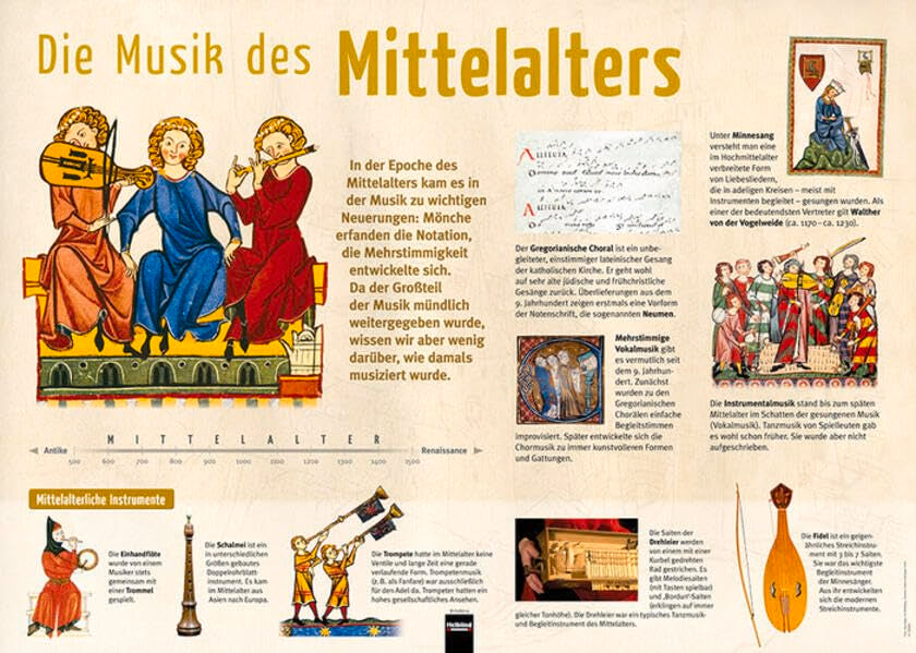 Poster Sekundarstufe: Die Musik des Mittelalters (Instrumenten-Poster: Instrumentenkunde im Großformat) Arts & Music