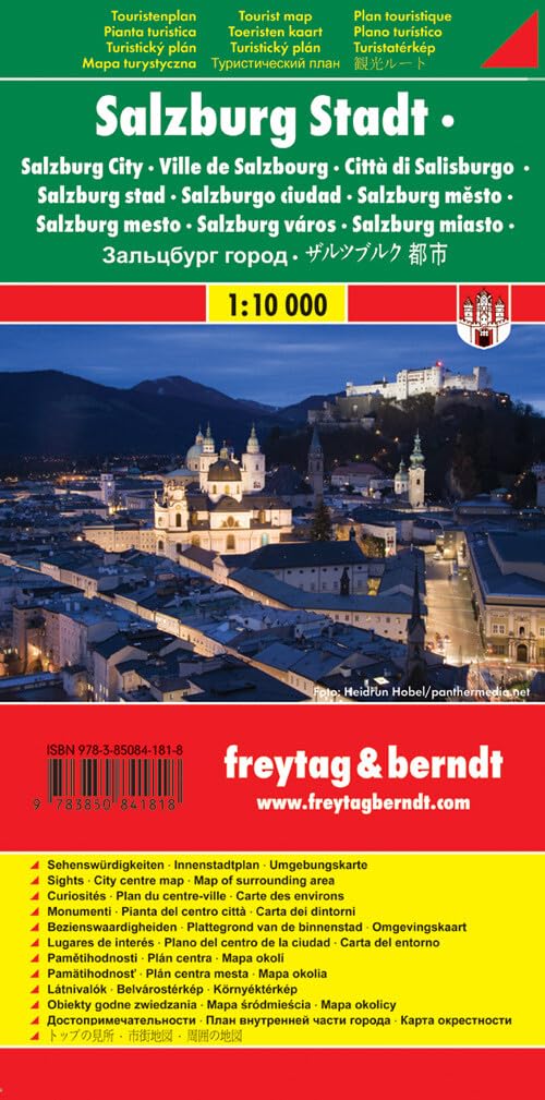 Salzburg Stadt, Stadtplan 1:10.000, Touristenplan: Stadt. Dtsch.-Engl.-Russ.-Italien.. Mit Sehenswürdigkeiten u. Umgebung d. Festspielstadt, Cityplan Leisure, Home & Garden
