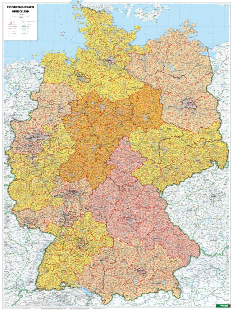 Deutschland Postleitzahlen, Poster 1:700.000, Metallbestäbt in Rolle: Plano (freytag & berndt Poster + Markiertafeln) Leisure, Home & Garden