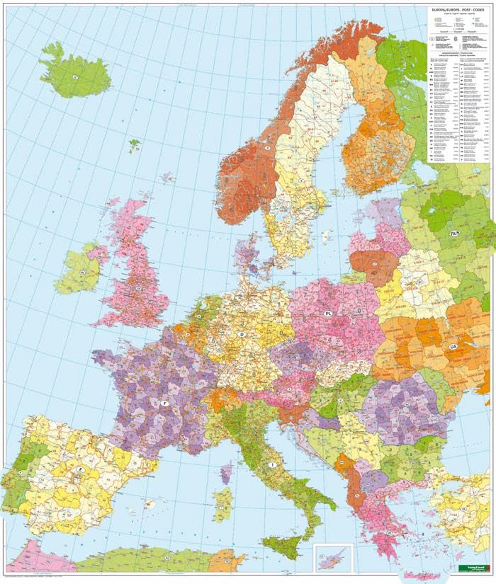 Europa Postleitzahlen, Postleitzahlenkarte 1:3,7 Mio., Poster, metallbestäbt: Plano (freytag & berndt Poster + Markiertafeln) Leisure, Home & Garden