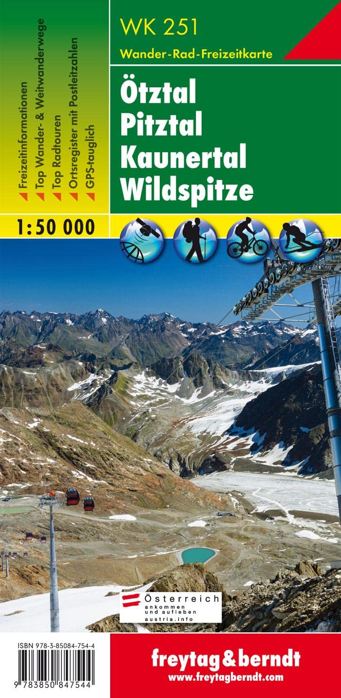WK 251 Ötztal - Pitztal - Kaunertal - Wildspitze, Wanderkarte 1:50.000 Leisure, Home & Garden