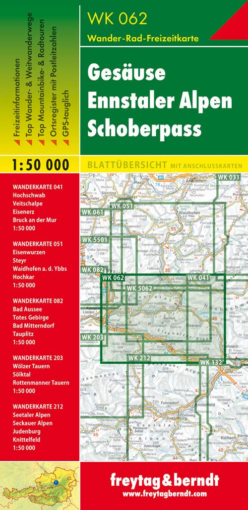 Freytag Berndt Wanderkarten, WK 062, Gesäuse - Ennstaler Alpen - Schoberpass, GPS, UTM - Maßstab 1:50 000 Leisure, Home & Garden