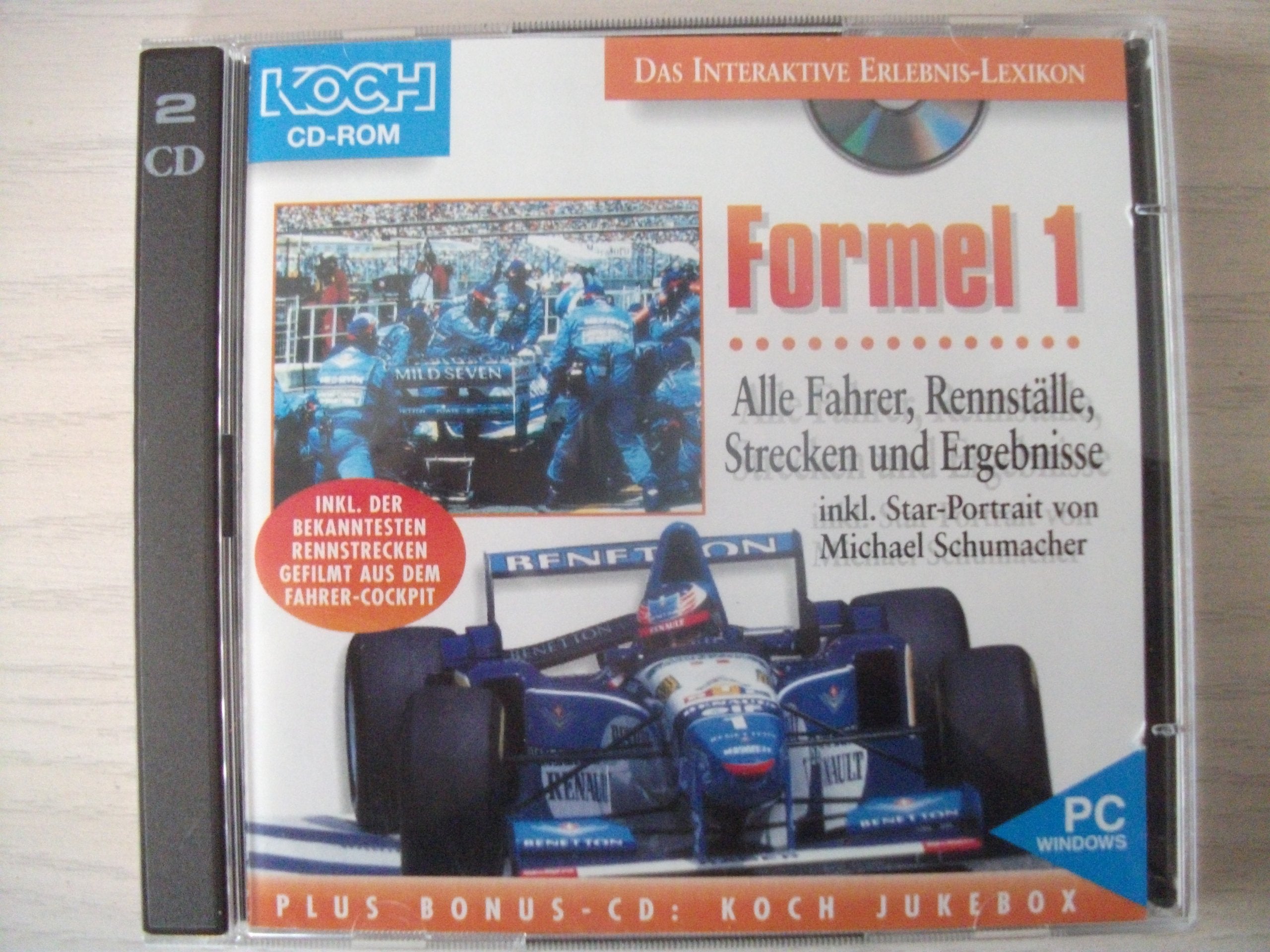 Formel 1, 1950-1995, 1 CD-ROM m. Bonus-CD-ROM: Alle Fahrer, Rennställe, Strecken und Ergebnisse. Inkl. Starportrait Michael Schumacher. Windows 95 kompatibel Leisure & Fun