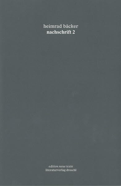 nachschrift 2: Hrsg. v. Friedrich Achleitner (edition neue texte) Contemporary literature