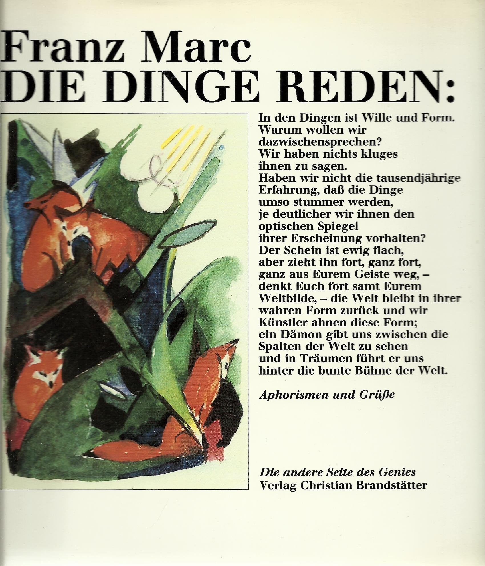 Die Dinge reden. Aphorismen und Grüsse Second-hand books on film, art and culture