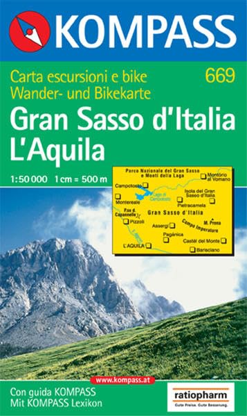 Kompass Karten, Gran Sasso d' Italia, L' Aquila: Wanderkarte mit Kurzführer dt./ital. und Radrouten. 1:50000 (KOMPASS Wanderkarte, Band 669) Leisure, Home & Garden