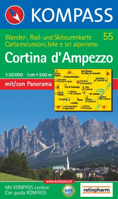 Cortina d' Ampezzo: Wander-, Rad- und Skitourenkarte mit Panorama. Carta escursioni, bike e sci alpinismo. GPS-genau. 1:50.000 Leisure, Home & Garden