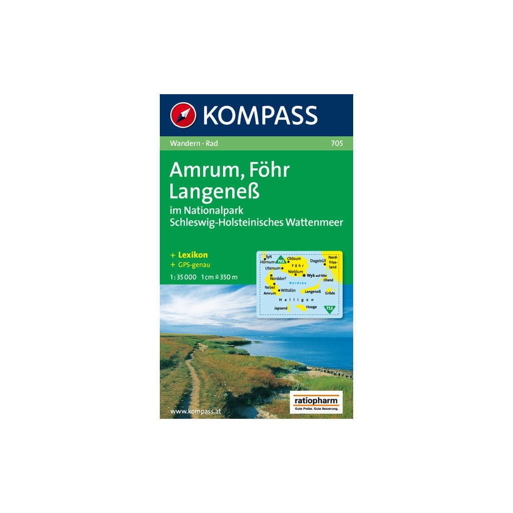 Amrum, Föhr, Langeness im Nationalpark Schleswig-Holsteinisches Wattenmeer, 1:40000/1:750000, Wandern/Rad, Mit Straßenkarte, GPS-genau Leisure, Home & Garden