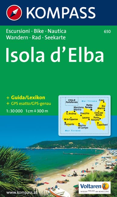 Kompass Karten, Isola d' Elba: Wanderkarte mit Kurzführer, Radtouren und Schifffahrtslinien. GPS-genau. Dt. /Ital. 1:30000 (KOMPASS Wanderkarte, Band 650) Leisure, Home & Garden
