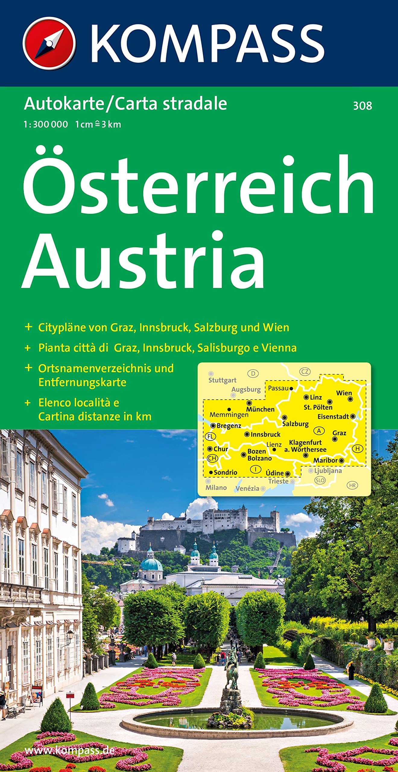 Kompass Karten, Österreich: mit Ortsverzeichnis (KOMPASS Autokarte, Band 308) Leisure, Home & Garden