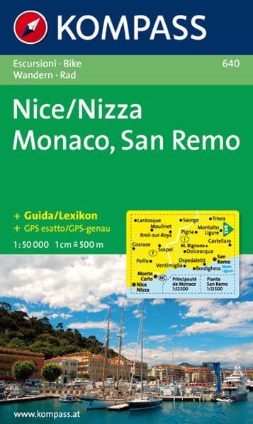 Nice /Nizza - Monaco - San Remo: Wanderkarte mit Kurzführer und Radrouten. 1:50000 (KOMPASS Wanderkarte, Band 640) Leisure, Home & Garden