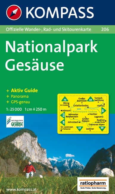 Nationalpark Gesäuse: Wanderkarte mit Radrouten, Skitouren, Panorama und Aktiv Guide. GPS-genau. 1:25000 (KOMPASS Wanderkarte, Band 206) Leisure, Home & Garden
