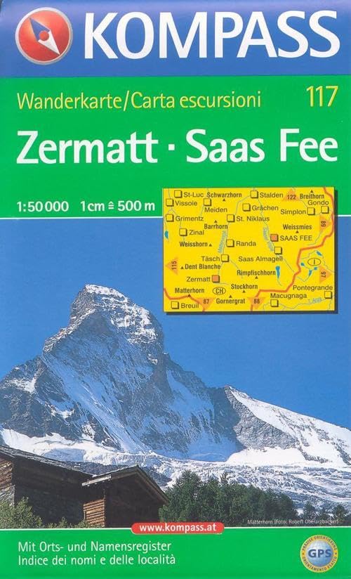 Zermatt, Saas Fee 1 : 50 000: Wanderkarte. Orts- und Namensregister. Carta escursioni. Indice dei nomi e delle località. GPS-genau Leisure, Home & Garden